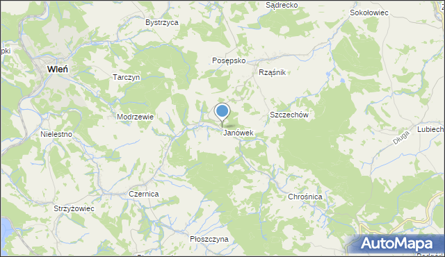 mapa Janówek, Janówek gmina Jeżów Sudecki na mapie Targeo